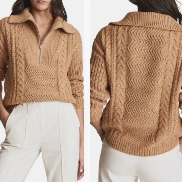 Reiss Sweaters - Reiss Alexis Cable Knit Collared Sweater